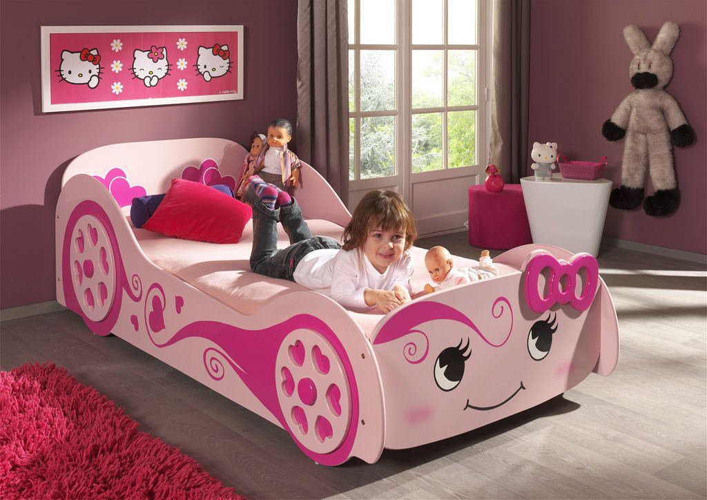 Love auto kinderbed 90x200cm roze1